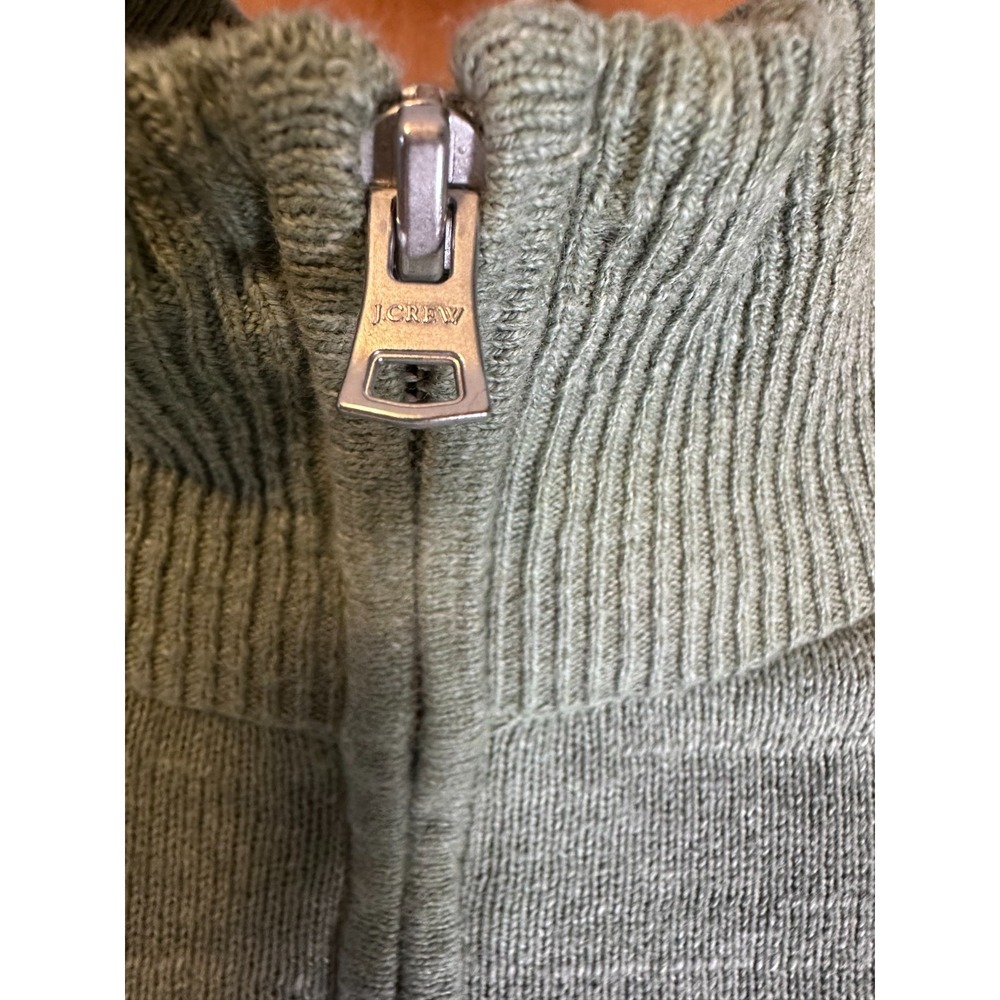 J Crew Sweater Mens M Green Gray‎ 1/4 Zip Lightweight Pullover Cotton - Picture 2 of 5